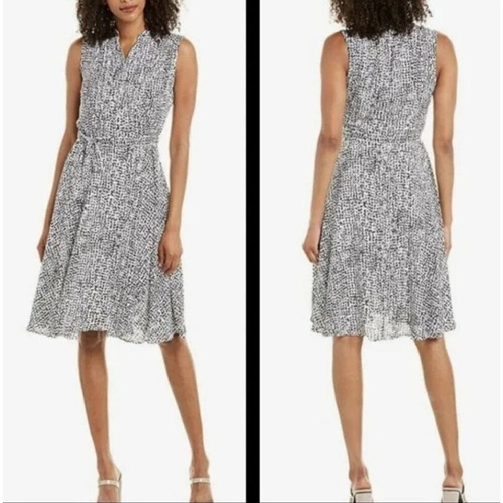 NWT Nanette Lepore Sleeveless Belted Midi Dress 4 Abstract Print Modern Career - Picture 2 of 11